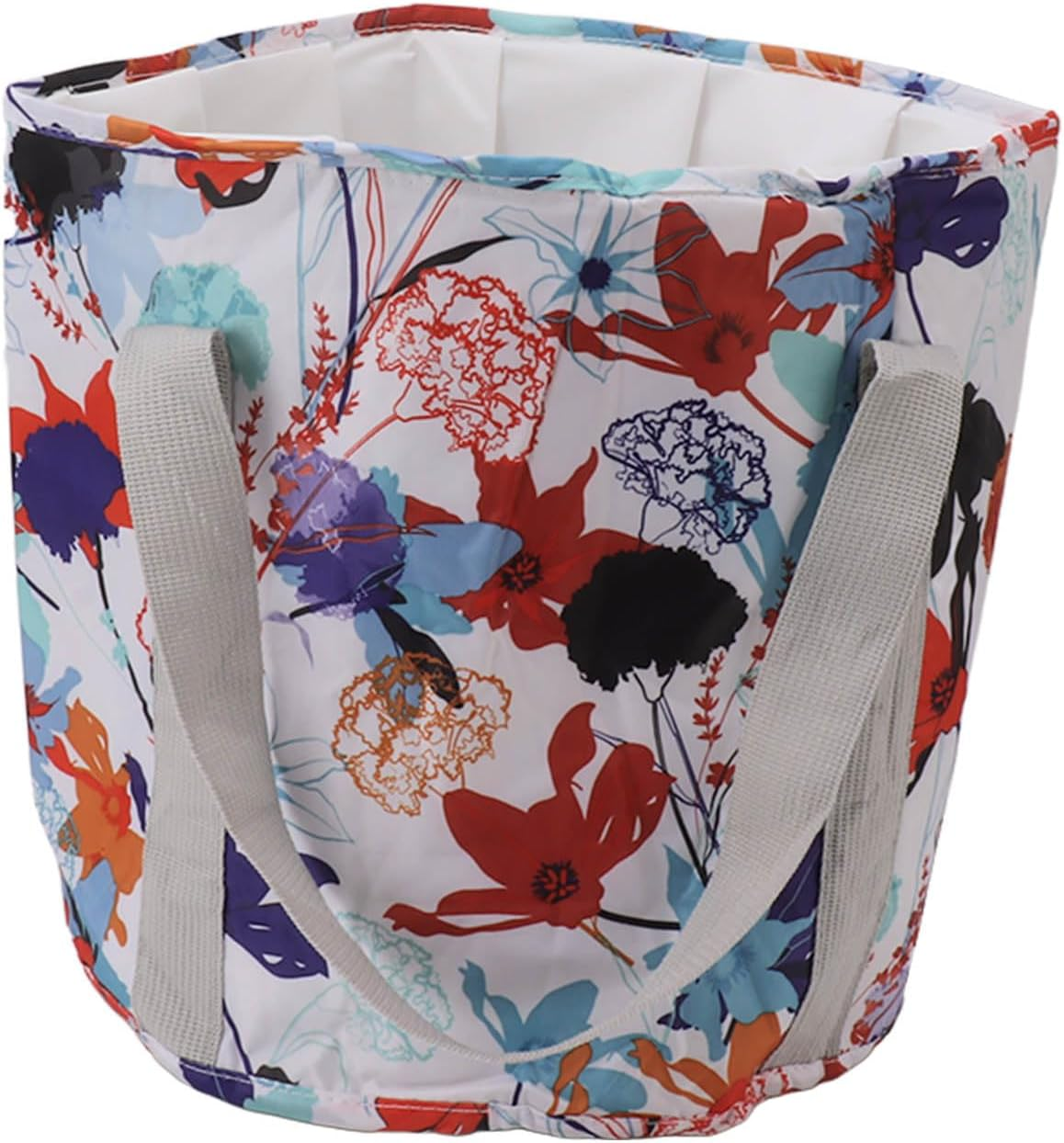 Portable Foot Bath Bucket, PVC Collapsible Foot Bath Basin for Travel (White Maple Leaf) image number 1