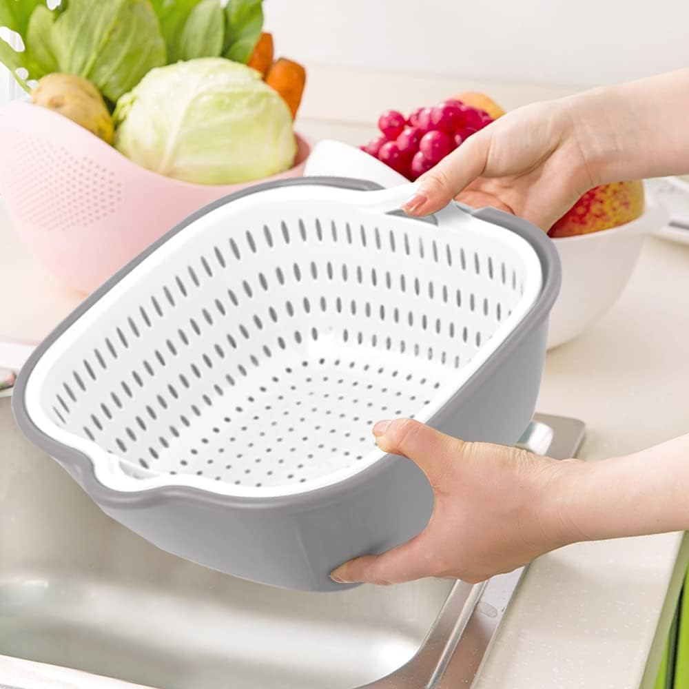 YUSAILU Washing Vegetable Baskets in the Kitchen Fruit Baskets Multi-Layer Stackable Vegetable Sinks, Strainer and Washing Fruits and Vegetables Kitchen Colander Set image number 4