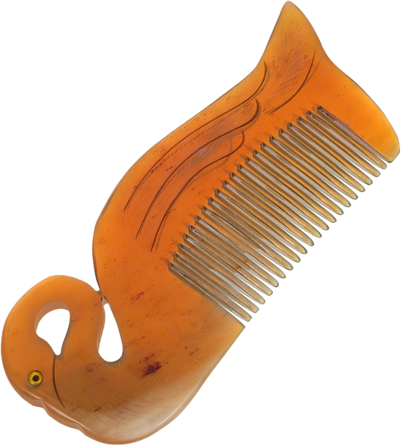 IWOWHERO Ox Horn Comb Double Sided Carved Swan Shape Static Hairdressing Tool Portable Hair Smoothing Comb for Home and Travel with Unique Chic Design image number 5