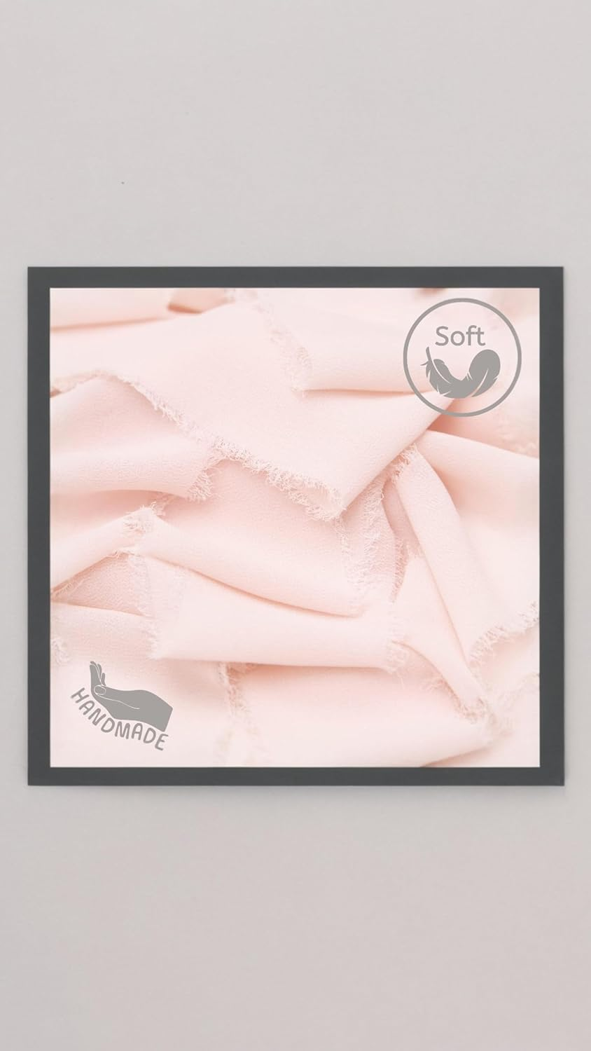 Honwor Handmade Fringe Ribbon Bundle - 2 Rolls, 4Cm X 5M Pink Chiffon & Rose Pink Cotton, for Elegant Wedding Decor, Gifts & DIY Crafts image number 2