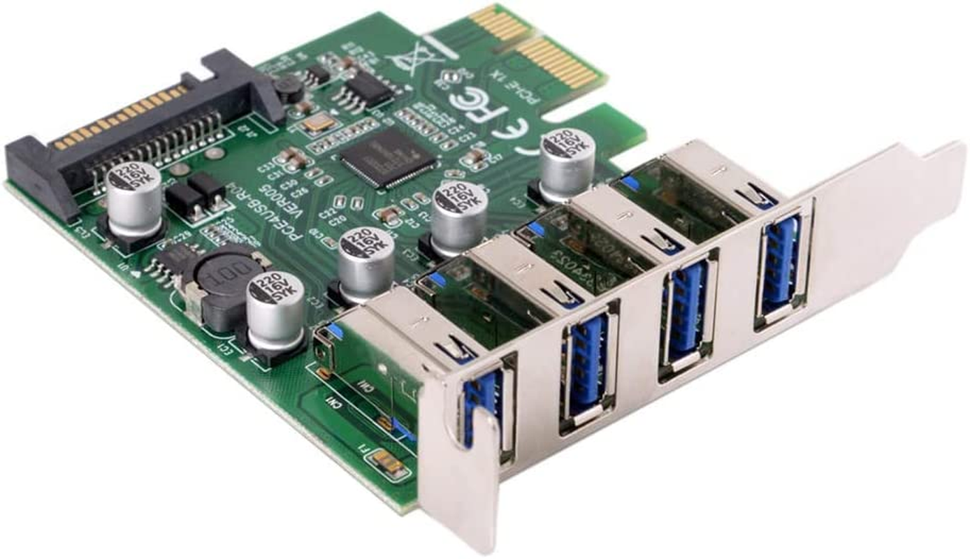 JSER Card Low Profile 4 Ports PCI-E to USB 3.0 HUB PCI Express Expansion Card Adapter 5Gbps for Motherboard image number 1