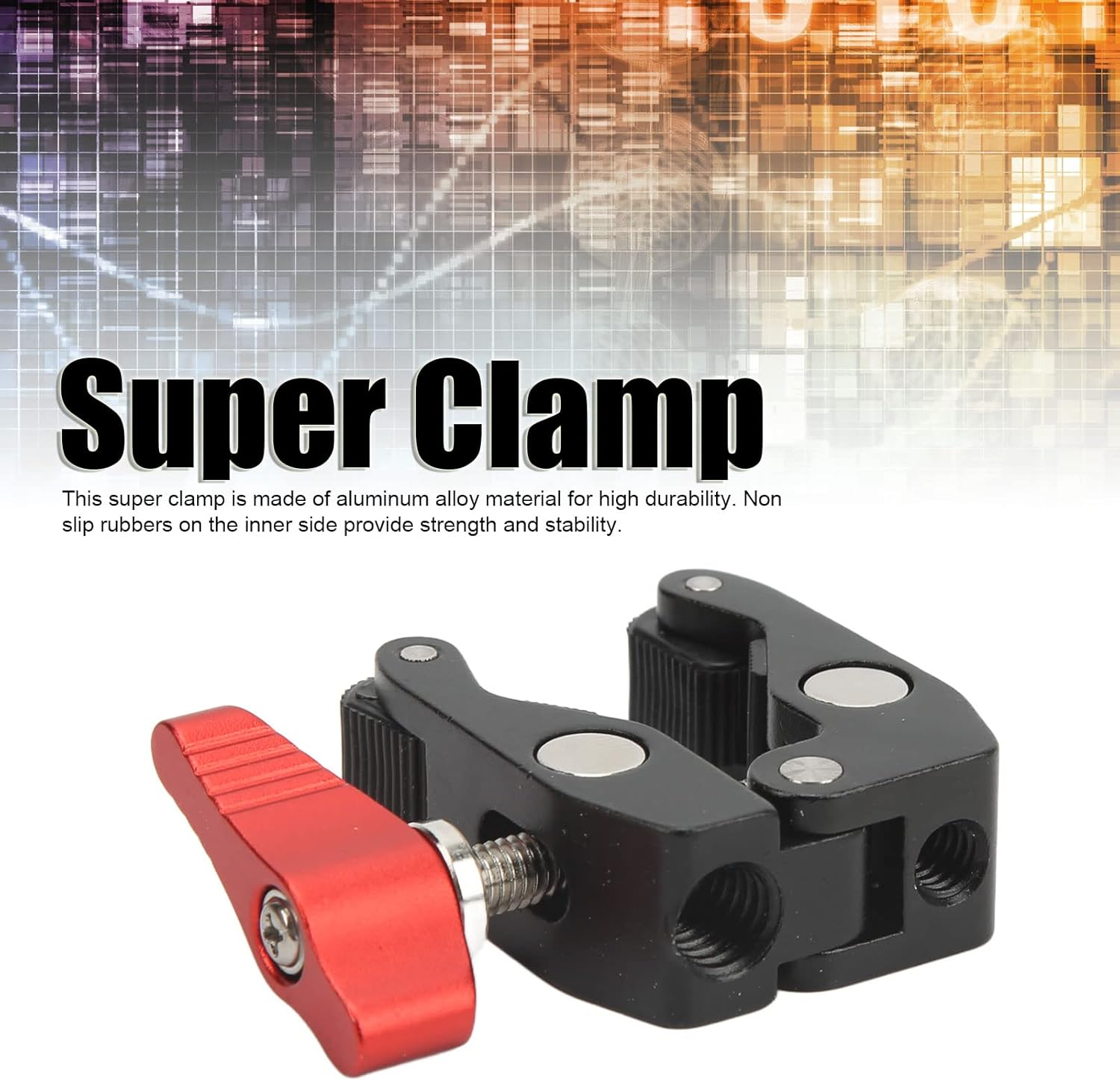 Super Clamp Camera Clamp, Arm Super Camera Clamp Mount with 1/4 Inch 3/8 Inch Thread, Small Camera Crab Pliers Clip, for Monitor, LED Video Light, Flash image number 5