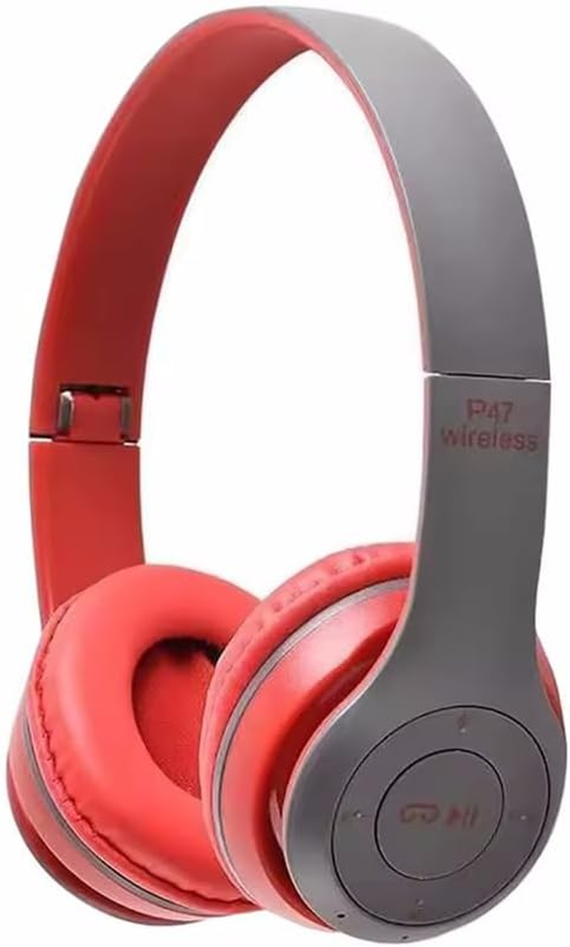 Ziyan Wireless Bluetooth Headset, Foldable Wireless Sports Headphones with Hifi Stereo Sound, for Travel in the Home Office, Outdoor, Transport, Travel, Study, (Red)