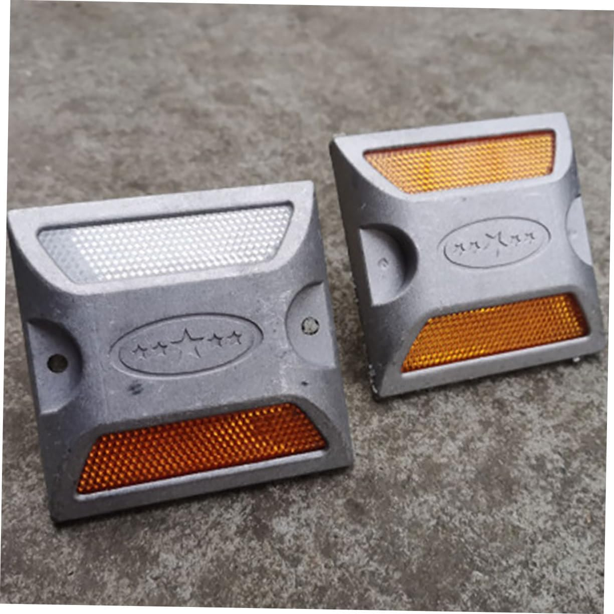 SEWOART 4Pcs Road Reflectors Reflective Sign Reflective Markers Reflective Driveway Markers Pavement Reflective Marker Pavement Markers Night Visibility Markers Road Markers Aluminum image number 4