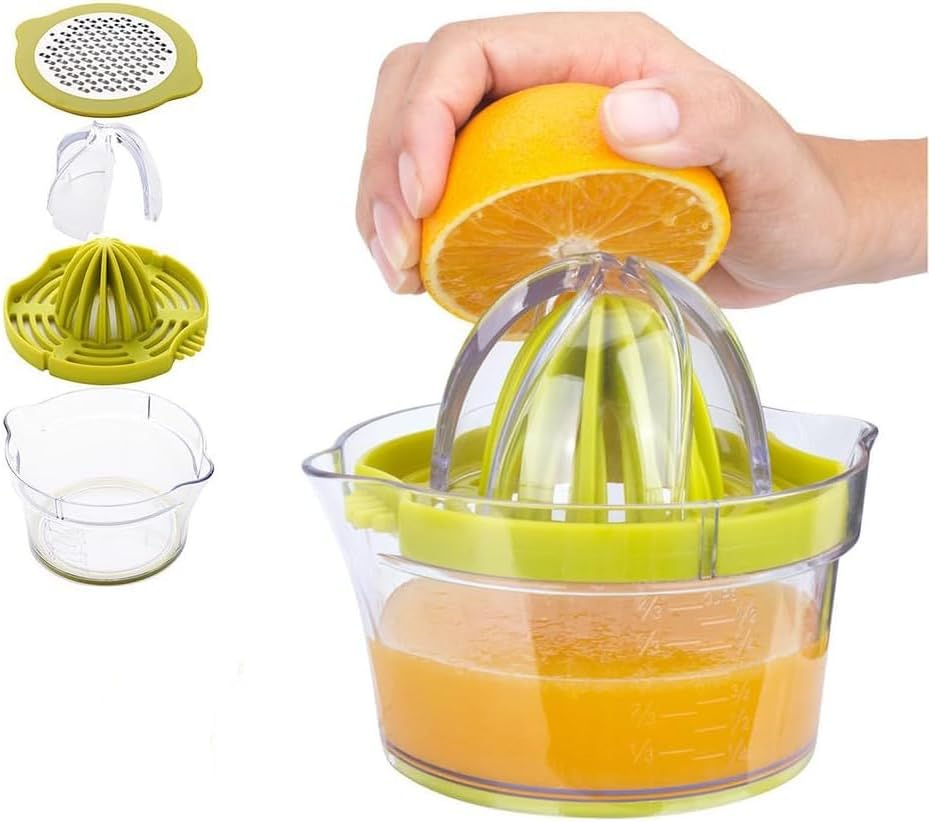 4 in 1 Manual Manual Juicer,1Pc Citrus Lemon Orange Juicer Manual Hand Squeezer with Measuring Cup and Grater,Lemon Orange Hand Juicer Manual Fruit Squeezer,Manual Hand Citrus Lemon Orange Squeezer image number 3