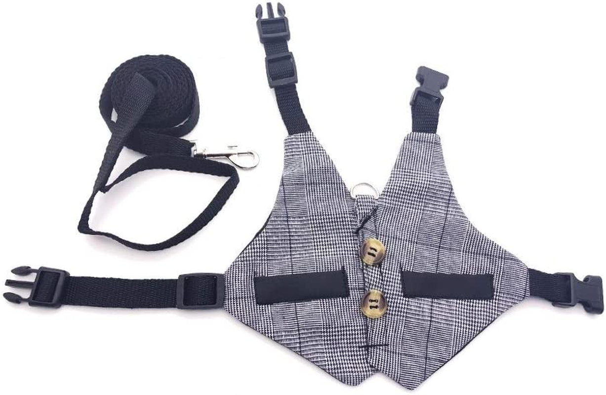 Multipurpose Rabbit Vest Harness and Leash Set Small Animal Adjustable Soft Harness with Button Decor Formal Suit Style for Bunny Rabbit Kitten Small Animal Walking (S) image number 3