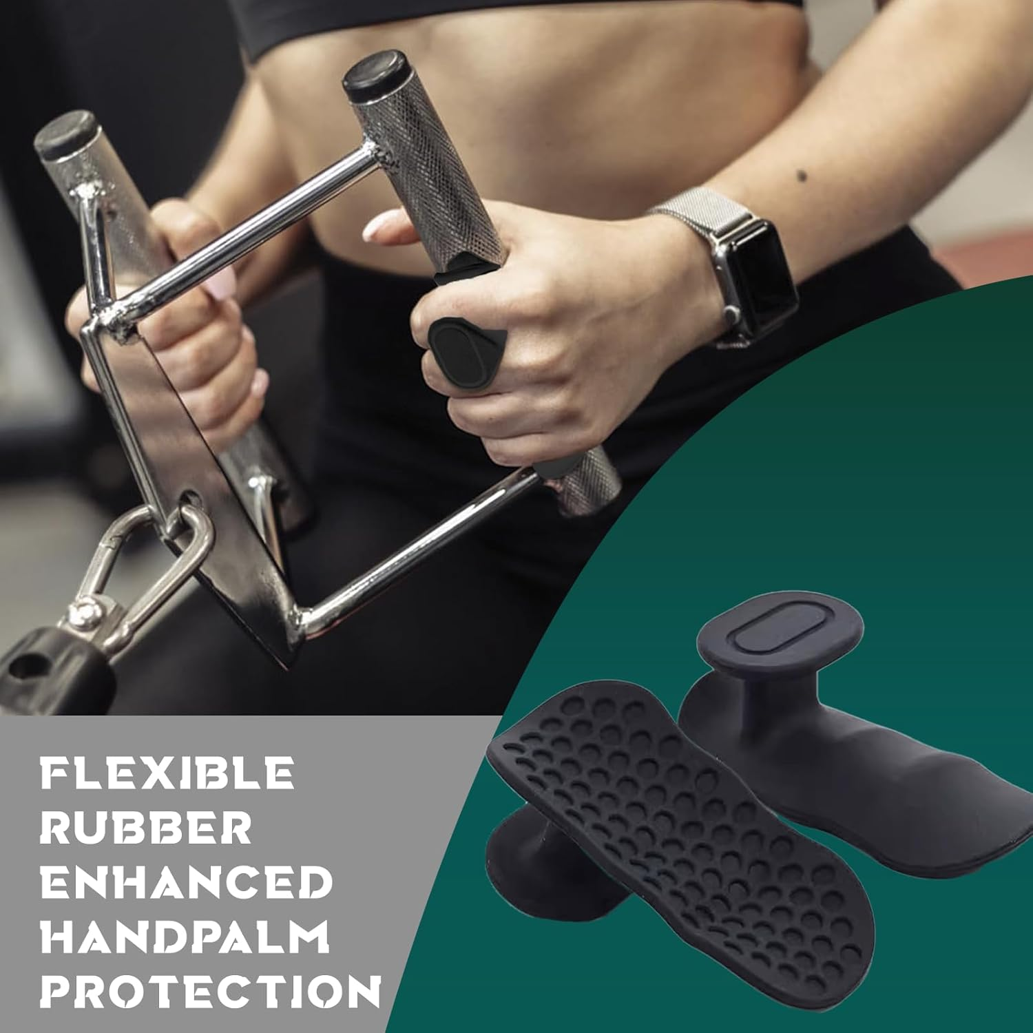 Anti Slip Workout Grips Ergonomic Rubber Gym Hand Protectors for Weight Lifting Black Non Slip Training Grips