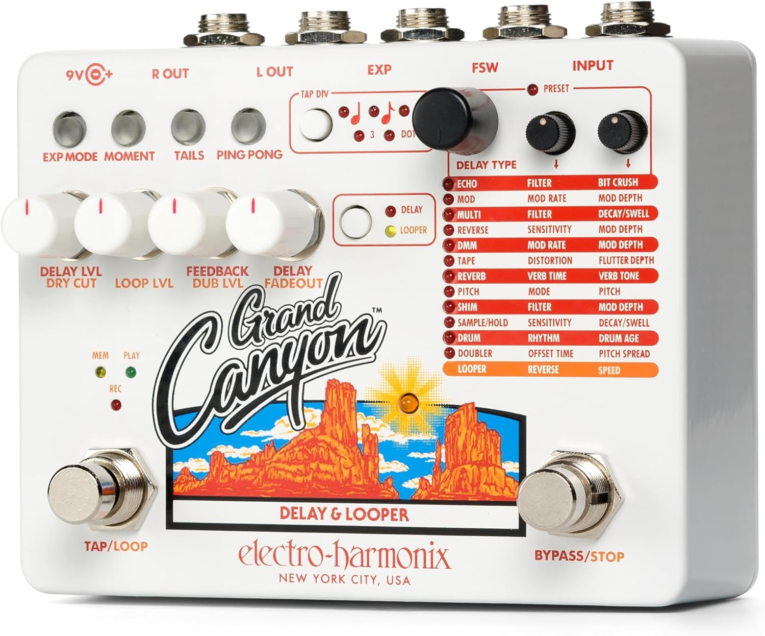Electro Harmonix Grand Canyon Multifunction Delay & Looper Pedal W/Power Supply image number 3