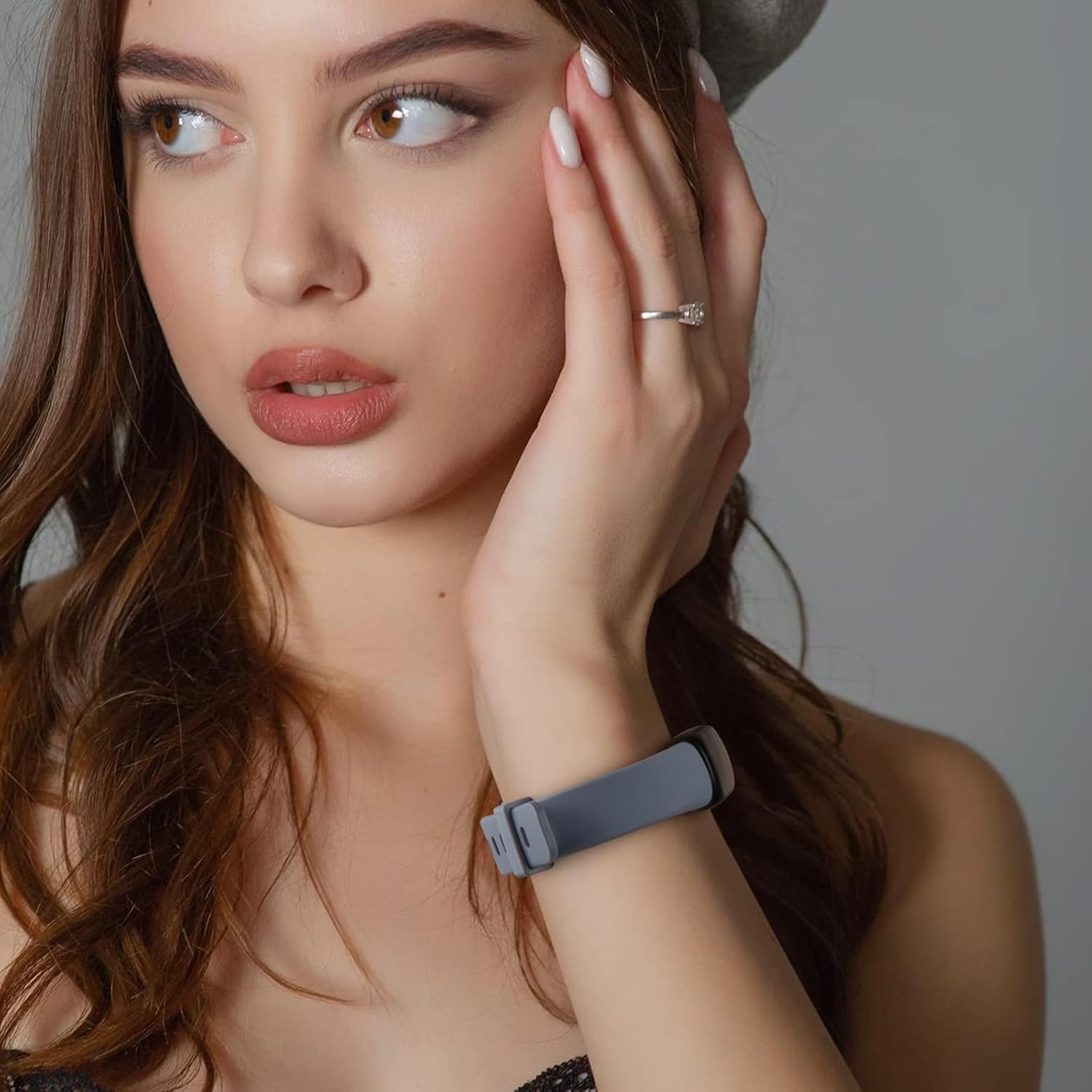 PACK 3 Silicone Bands for Fitbit Inspire 3 Replacement Wristbands for Women Men, Adjustable Soft Waterproof Sport Bands Compatible with Fitbit Inspire 3 Fitness Tracker - Pink+White+Violet image number 3