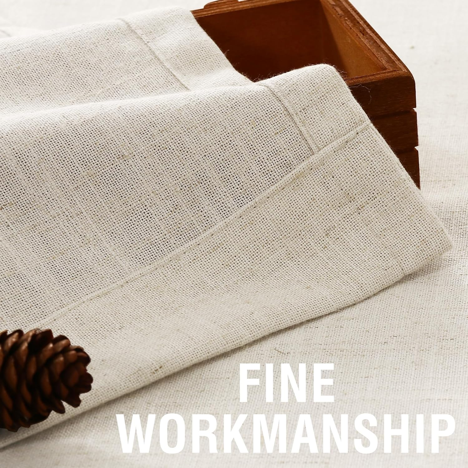 Sheer Linen Curtains for Bedroom/Living Room Semi-Sheer Curtains 213Cm Drop Eyelet Window Curtain & Drapes Light Filtering Provide Privacy(Sold Pair, Each Piece W132Cm X D213Cm，Ivory) image number 7