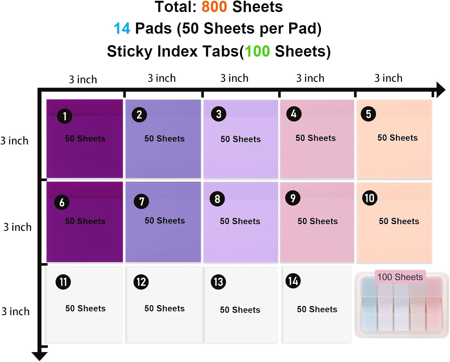 &lrm;SYMDROMIA Transparent Sticky Notes, 3"X3" Clear Post Translucent Sticky Notes with See through Self-Adhesive Sticky Pads for Office School College Supplies, 800 Sheets Lavender Purple image number 2