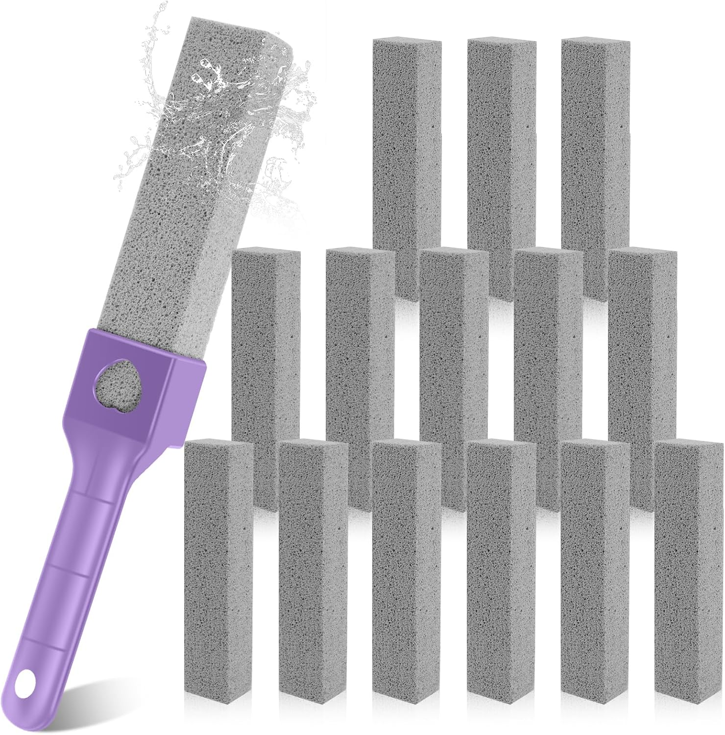 Fwqofvk 15 Pack Pumice Cleaning Stone with Long Handle Toilet Bowl Cleaner Removable Pumice Scouring Stick Effective Pumice Stone Pumice Cleaning Bar for Home Cleaning Toilet, Bathtub (Green)