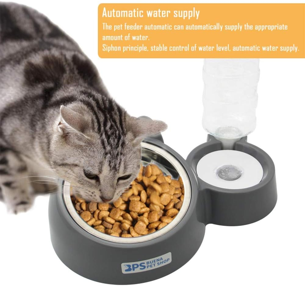 BPS Automatic Feeder and Drinker for Cats and Dogs, Splash Dispenser, Automatic Feeder for Pets, Size M/L (M)