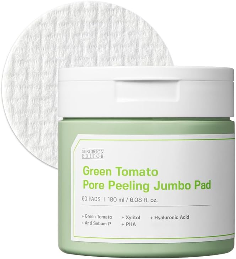 SUNGBOON EDITOR Green Tomato Pore Peeling Jumbo Pad 60 Sheets | Facial Toner Pads for Minimizing Pores & Soothing & Deep Hydration | PHA, Hyaluronic Acid | Korean Skincare image number 6