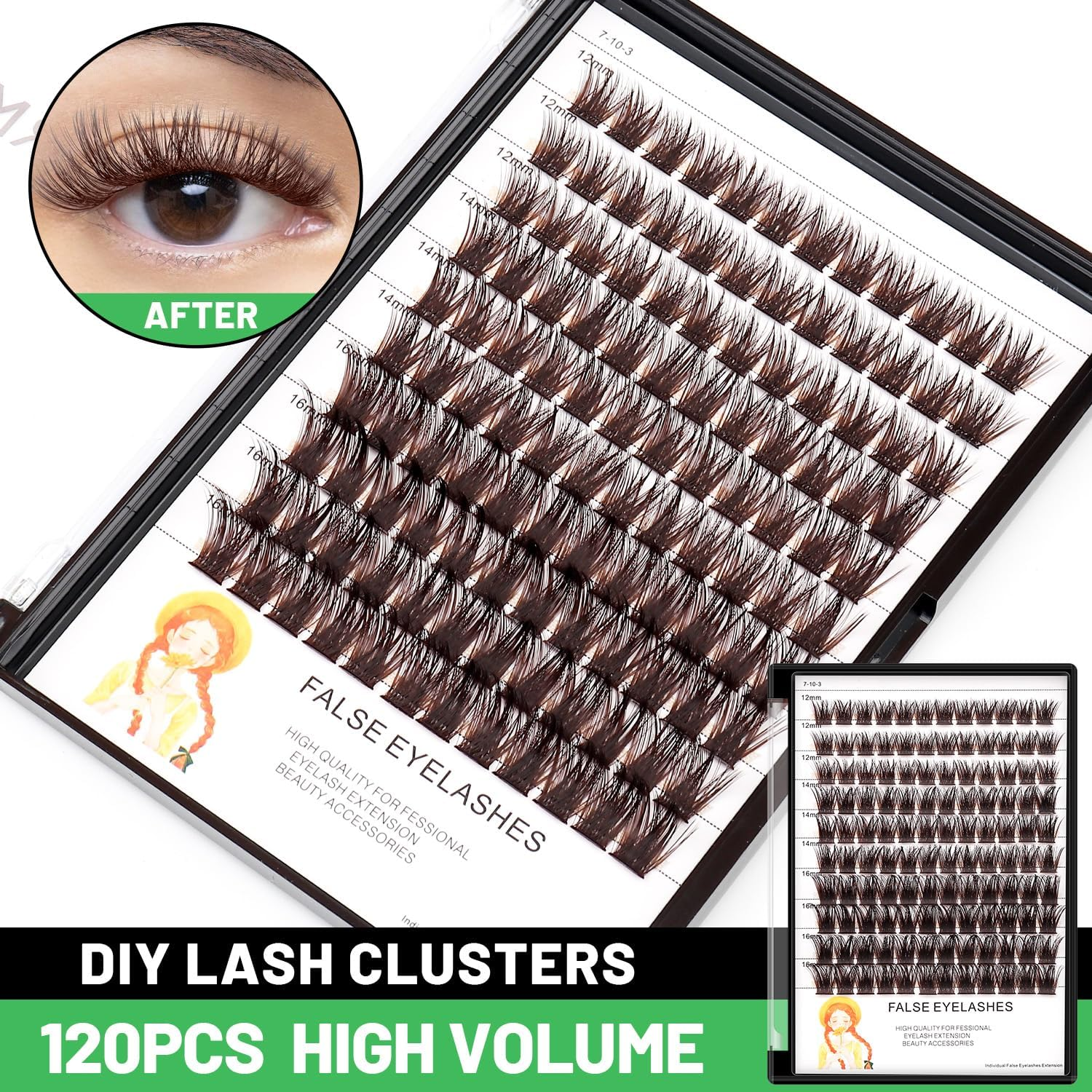 Bodermincer Lash Clusters D Curl Black/Brown/Colored Lashes 10-12-14/12-14-16/16-18-20Mm Mixed Lash Clusters Kit for Beginner (M01-Black Brown-12-14-16Mm MIX) image number 6