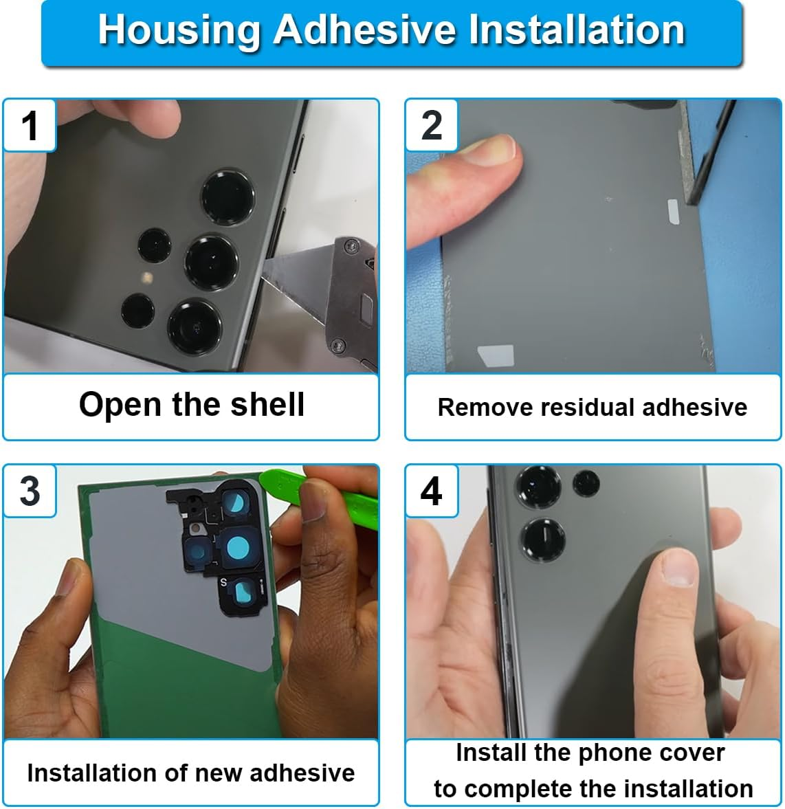 ZHUROUPU Back Battery Door Cover Adhesive Tape for Samsung Galaxy S23 Ultra 5G SM-S918B, Battery Cover Waterproof Film Adhesive for Samsung Galaxy S23 Ultra SM-S918U S918W S918E (2 PCS) with Tools - For Samsung Galaxy Note 20 Ultra image number 2