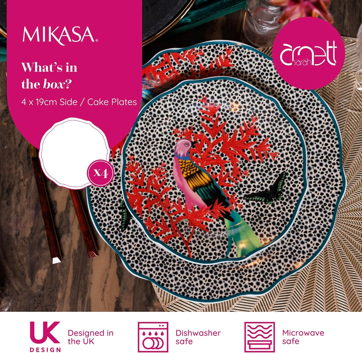 Mikasa X Sarah Arnett Porcelain Side Plates, Set of 4, 19Cm image number 1