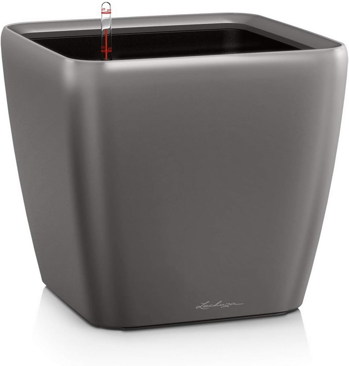 Lechuza Self Watering Plant Pot Quadro LS 21 Garden Flower Indoor and Outdoor Plastic Small Planter with Drainage Hole H20 L21 W21 Cm Black High-Gloss