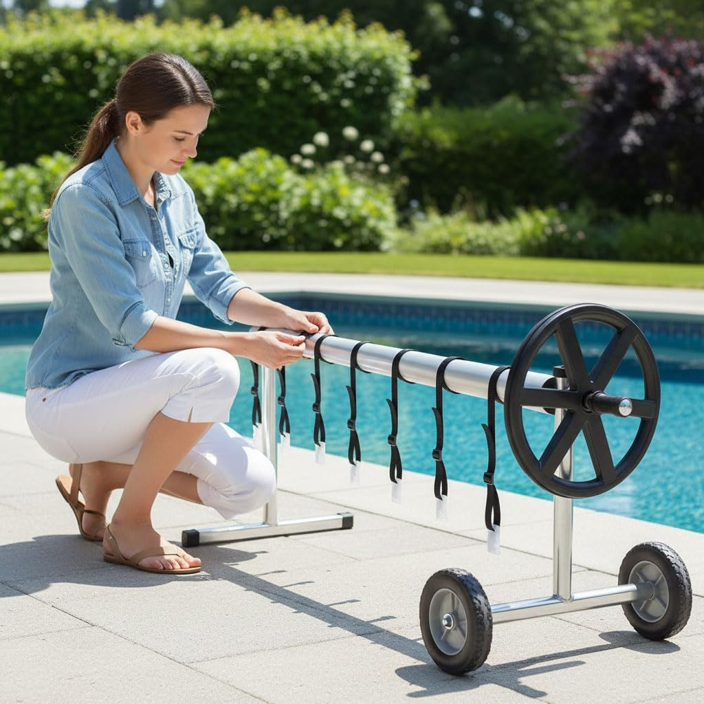 Pool Cover Roller Attachment Straps Kit with Nylon Straps and Metal Buckles Clips for Most Pool Covers & Reel Accessories for Home Office Travel Use - Kivano image number 5