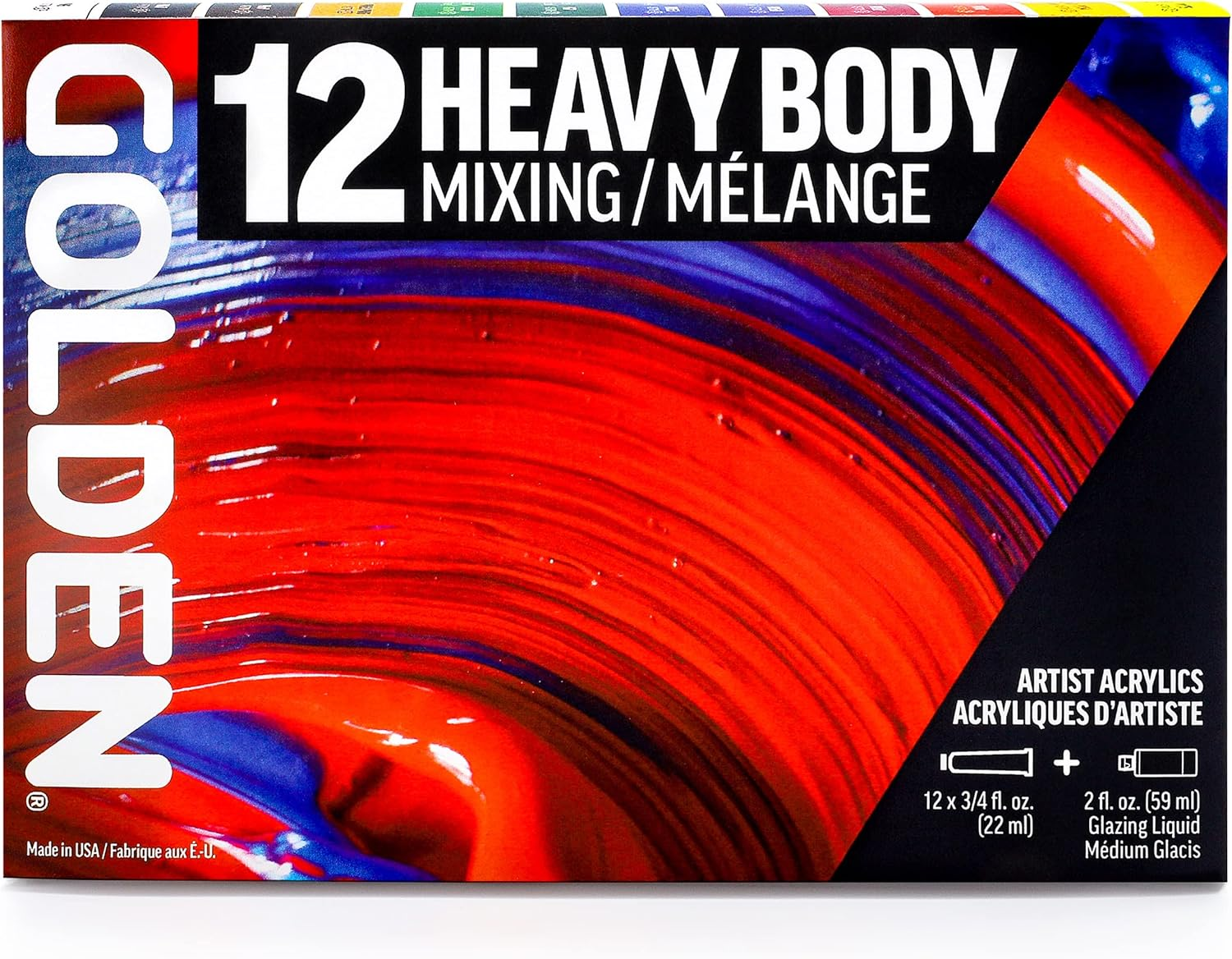 Golden Artist Colors, Heavy Body Acrylics, 12-Color Mixing Set image number 1