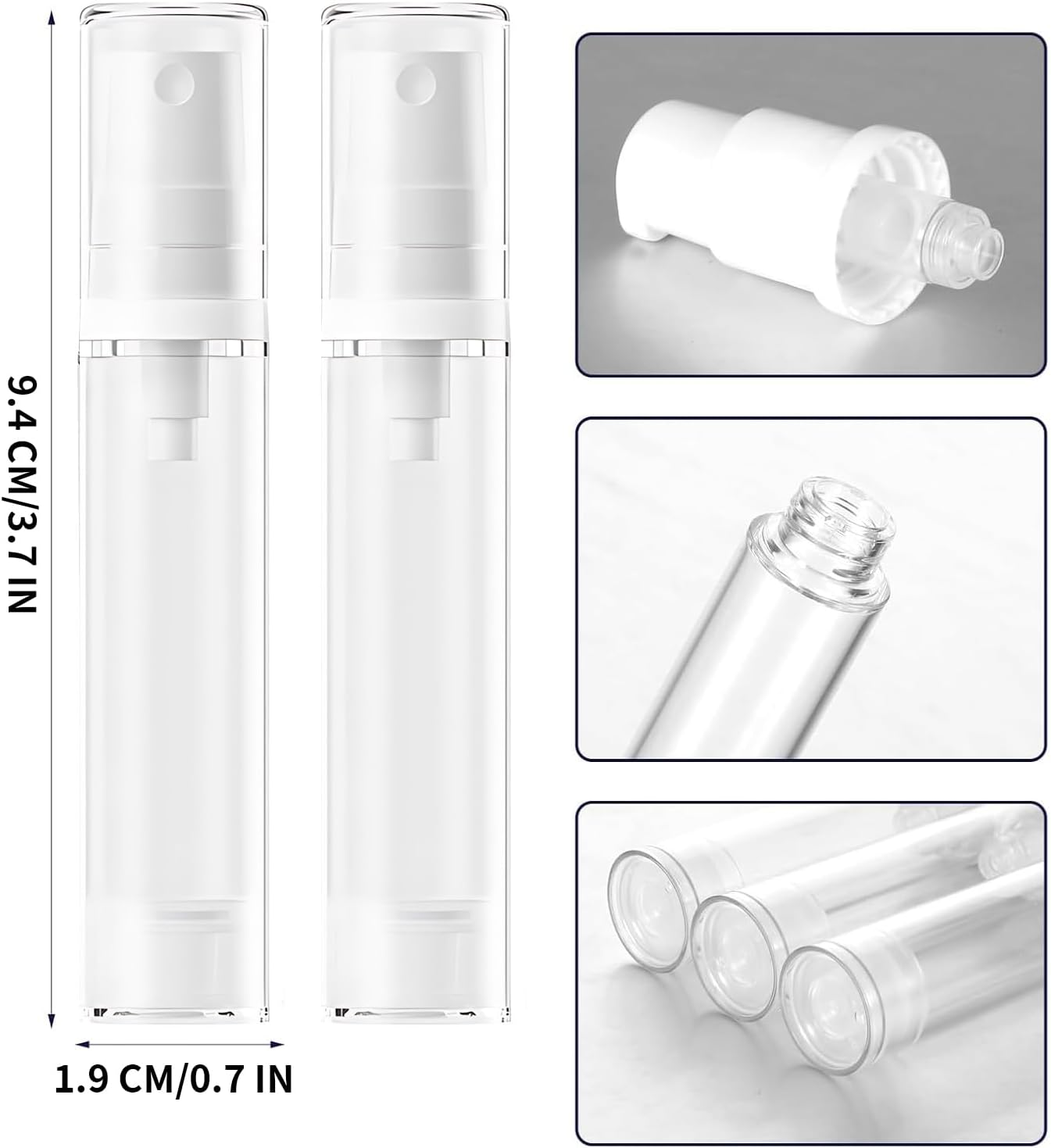 Kzvsiy 5 Pcs 10 Ml Airless Pump Bottles, Refillable Clear Plastic Lotion Containers, Vacuum Press Pump for DIY Foundation, Gel, Essence, Moisturizer-Travel Size Cosmetic Containers image number 6