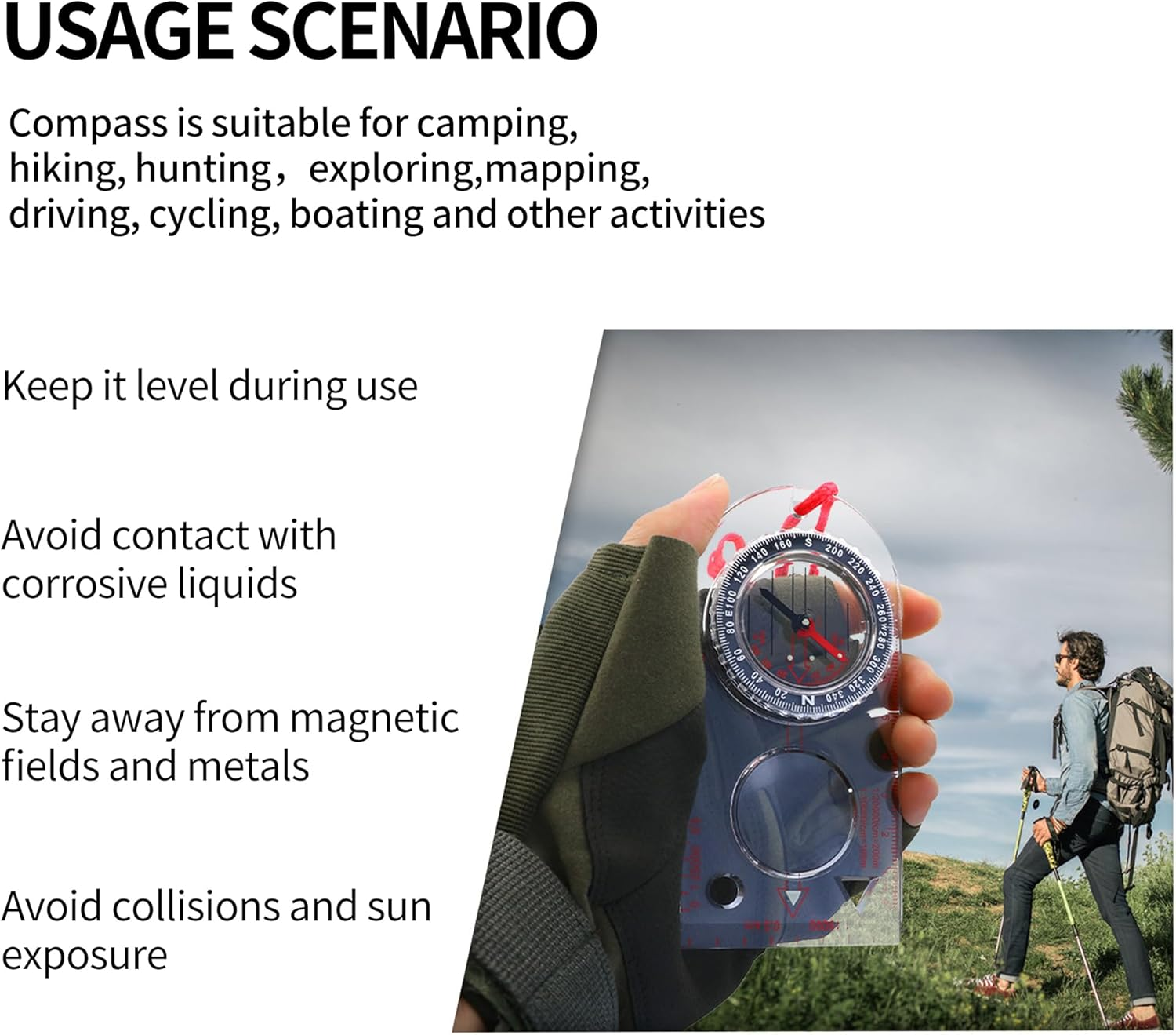 DOETYD Navigation Compass Map Ruler Magnifier with Adjustable Lanyard for Explorer Outdoor Adventure Enthusiasts, Navigation Compass for Map Reading Orienteering Survival, Red image number 1