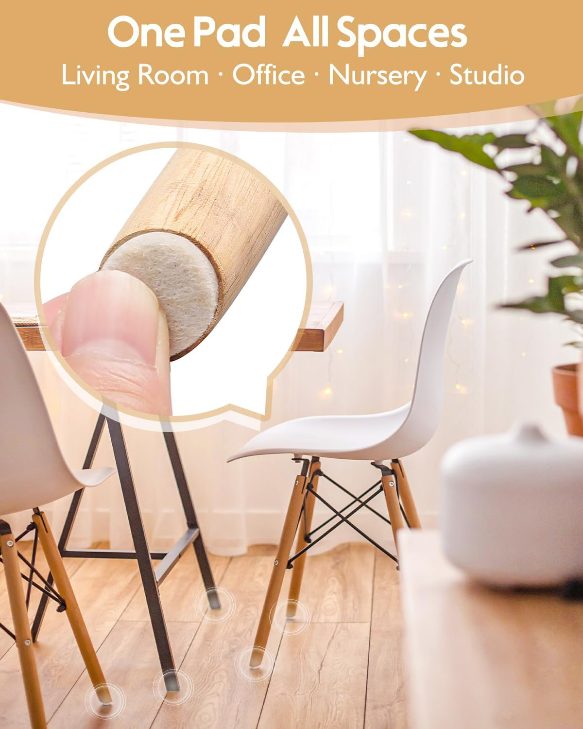 VABNEER Chair Leg Floor Protectors 15Mm (132Pcs) - Self-Adhesive Felt Pads for Furniture Feet, 5Mm Thick Felt Furniture Pads for Hardwood/Laminate/Tile Floors, Noise Reduction & Scratch Prevention