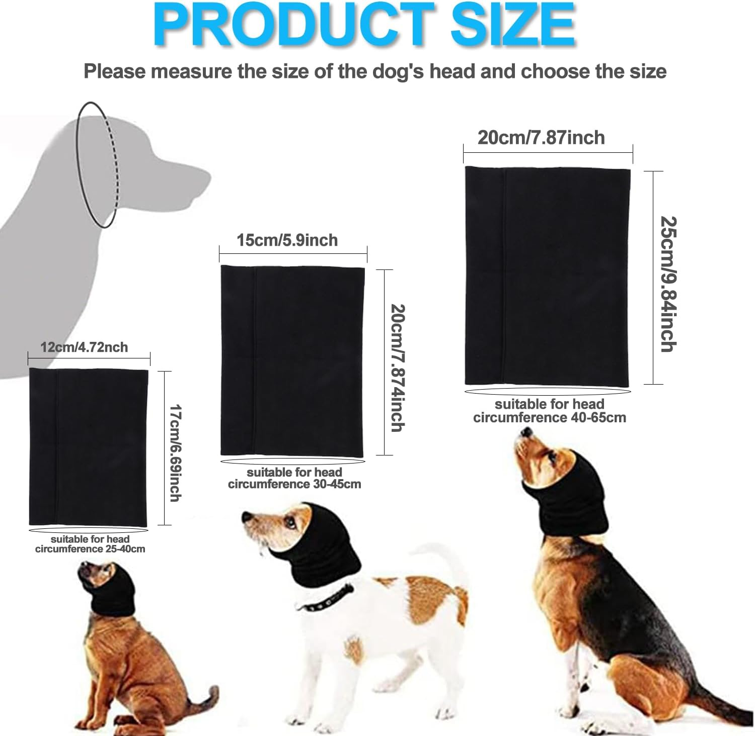 IONPSHG 2PCS Quiet Ears for Dogs Dog Hoodies Hat Calming Dog Hood for Noise Protection No Flap Ear Wraps Pet Soft for Anxiety Relief Calming Grooming Neck Ear Warmer & Calming (L) image number 2