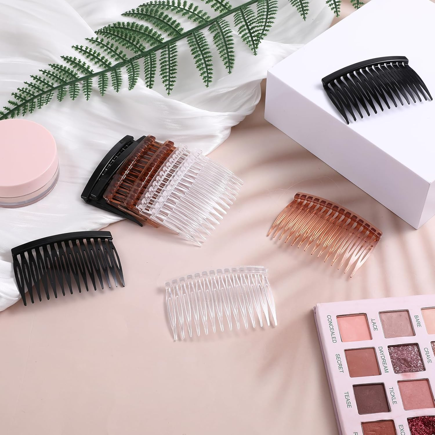 24Pcs Hair Combs for Women Accessories Hair Side Combs for Fine Thin Hair 14 Teeth Plastic Side Hair Clips Decorative Twist Comb Clips for Women Girls Bridal Wedding (Black, Transparent, Brown) image number 5
