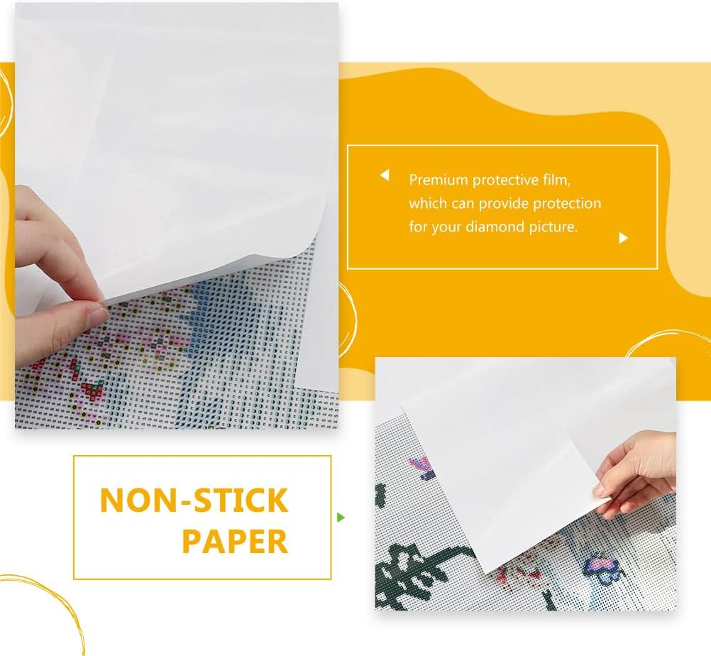 OATIPHO 50 Pieces Painting Release Paper, Non-Stick Painting Cover Replacement Paper, Double-Sided 5D Diamond Paper Sticker Diamond Art Supplies for Crafting and Sticker Collecting A5 8.27X5.83In image number 2