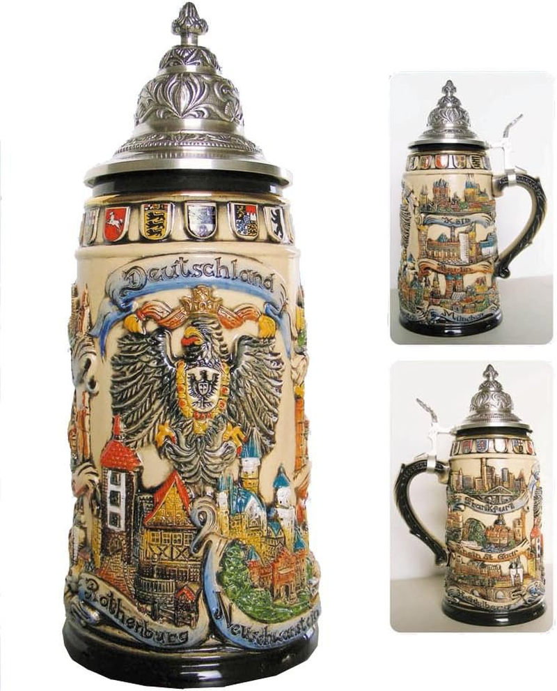 German Beer Stein Cities 1 Liter Tankard, Beer Mug ZO 1941/906