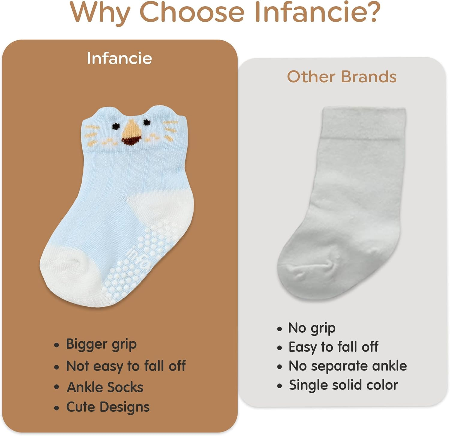 Organic Baby Grip Socks 7-Pack &ndash; Non-Slip Cotton Ankle Socks with Cute Animal Prints for Boys & Girls, Warm Slipper Socks image number 3