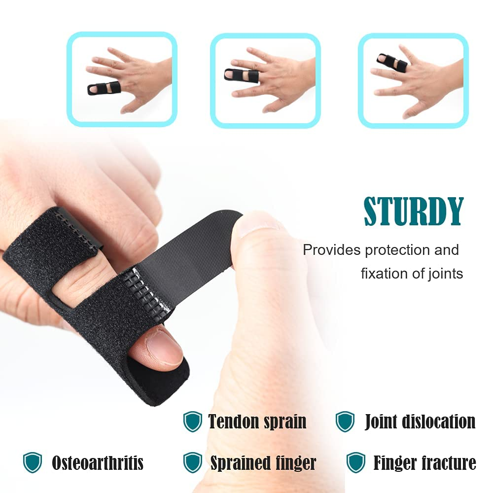 Trigger Finger Splints, 2 Pieces Finger Support with 2 Gel Sleeves, Index Finger Brace for Pointer, Middle, Mallet Ring, Broken Knuckle Immobilization image number 3