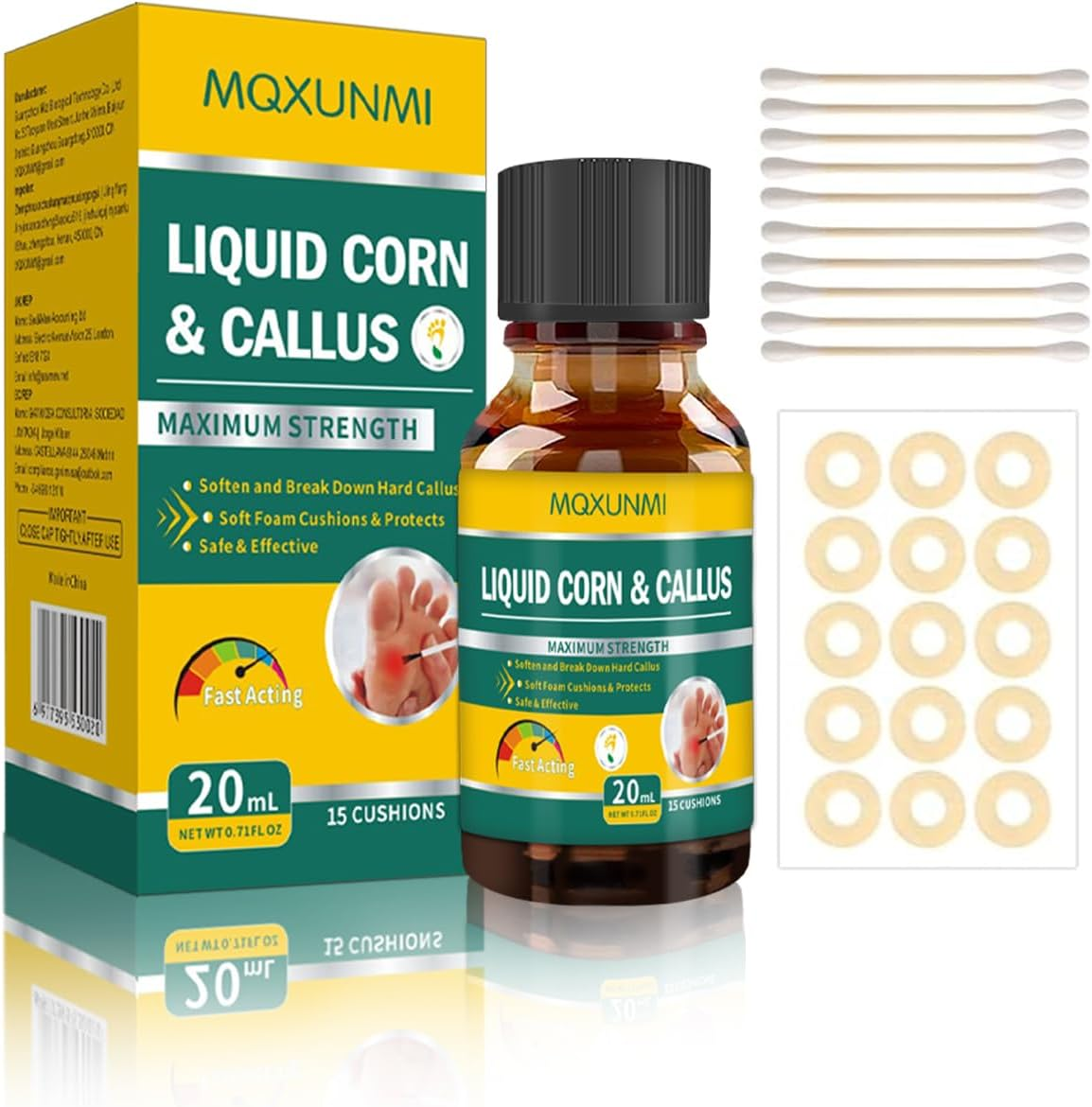 Liquid Corn Removers for Feet, Maximum Strength Corn Removers for Toes, Fast Acting Liquid for Corn, Safe Foot Care with 15 PCS Corn Cushions image number 6