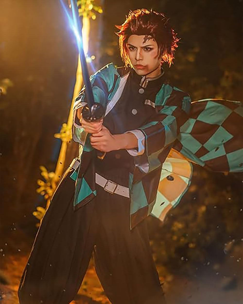 Adult Halloween Costumes for Women or Men Anime Cosplay Tanjiro Kimono image number 2