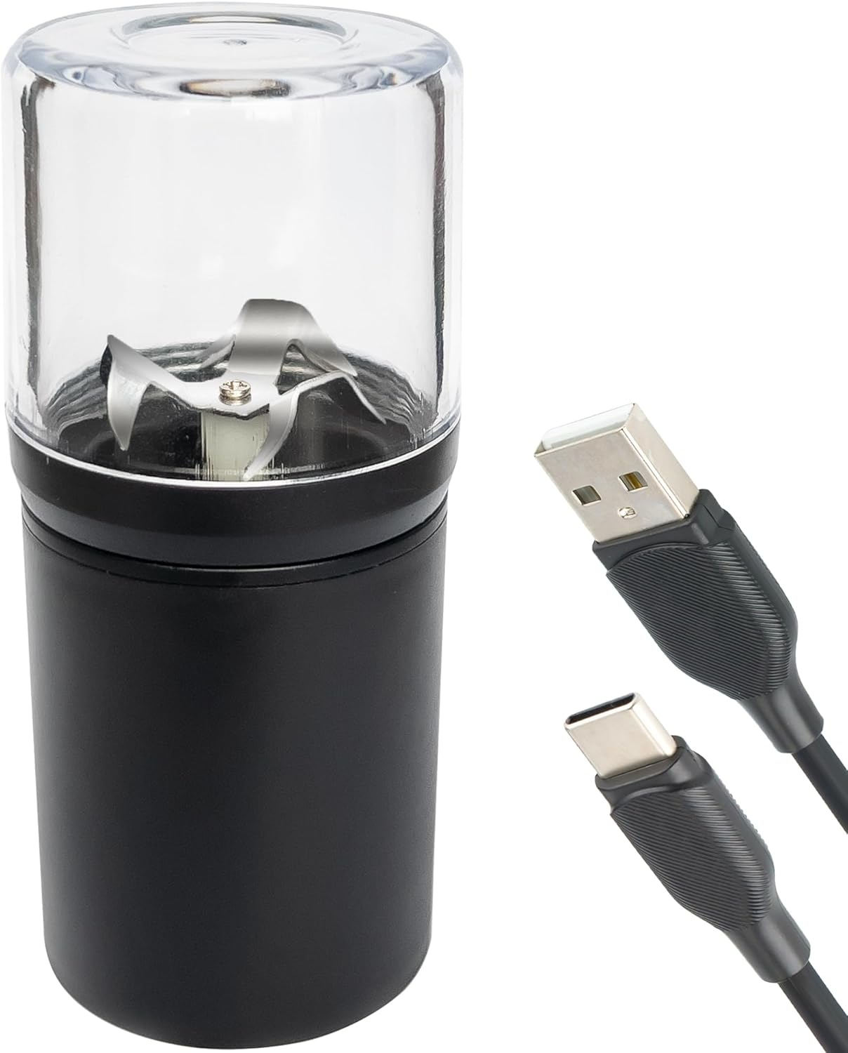 Electric Portable Herb Grinder with Stainless Steel Blades and Clear Grinding Chamber, Usb-Rechargeable Essential Kitchen Mill for Grinding by SAITAMA image number 5