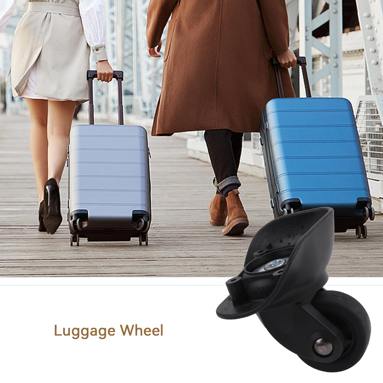 RDEXP Luggage Wheel Replacement 3.07" W151 Black Left W/Screw for Wheels Replacement image number 1