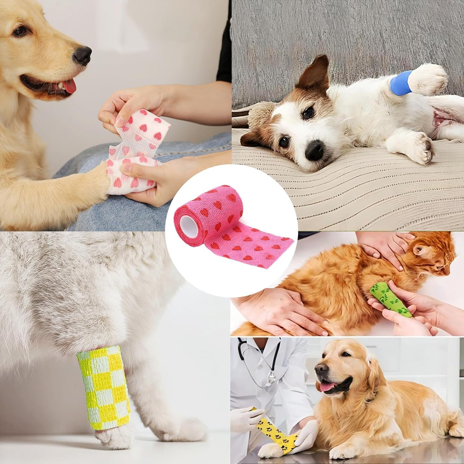 Pet Self Adhesive Bandage Pet Self Adhesive Bandage Wrap, 8 Rolls Self-Adhesive Bandage Dog Vet Wrap,Pet Vet Wrap Tape,Vet Wrap Pet Self Adhesive Bandage Pet Cohesive Bandages Vet Wrap,2.5Cmx 4.5M