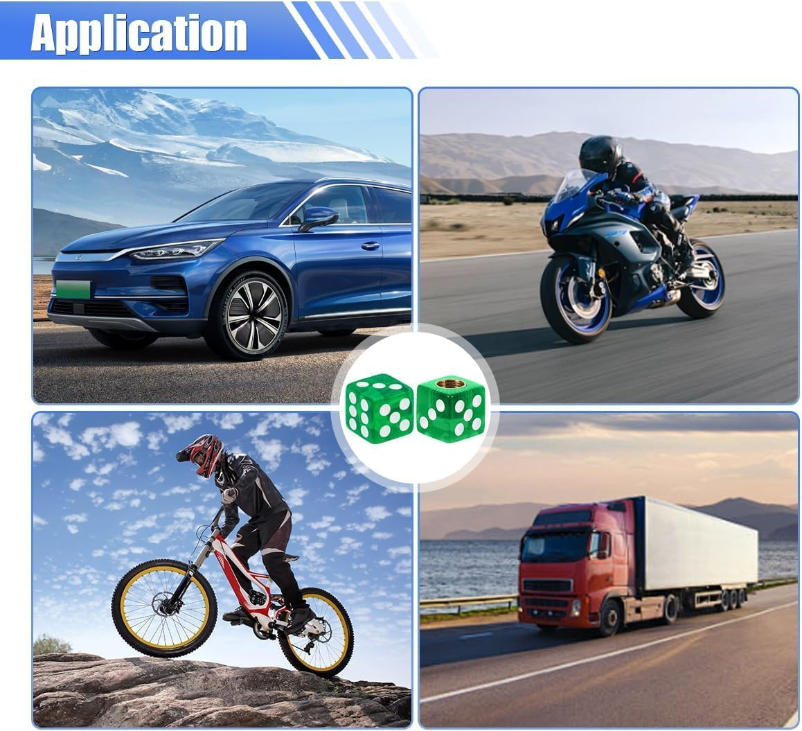 4PCS Aluminum Alloy Dice Valve Stem Caps - Universal Tire Valve Covers for Cars, Trucks, Motorcycles - Creative Dice-Shaped Air Caps image number 1