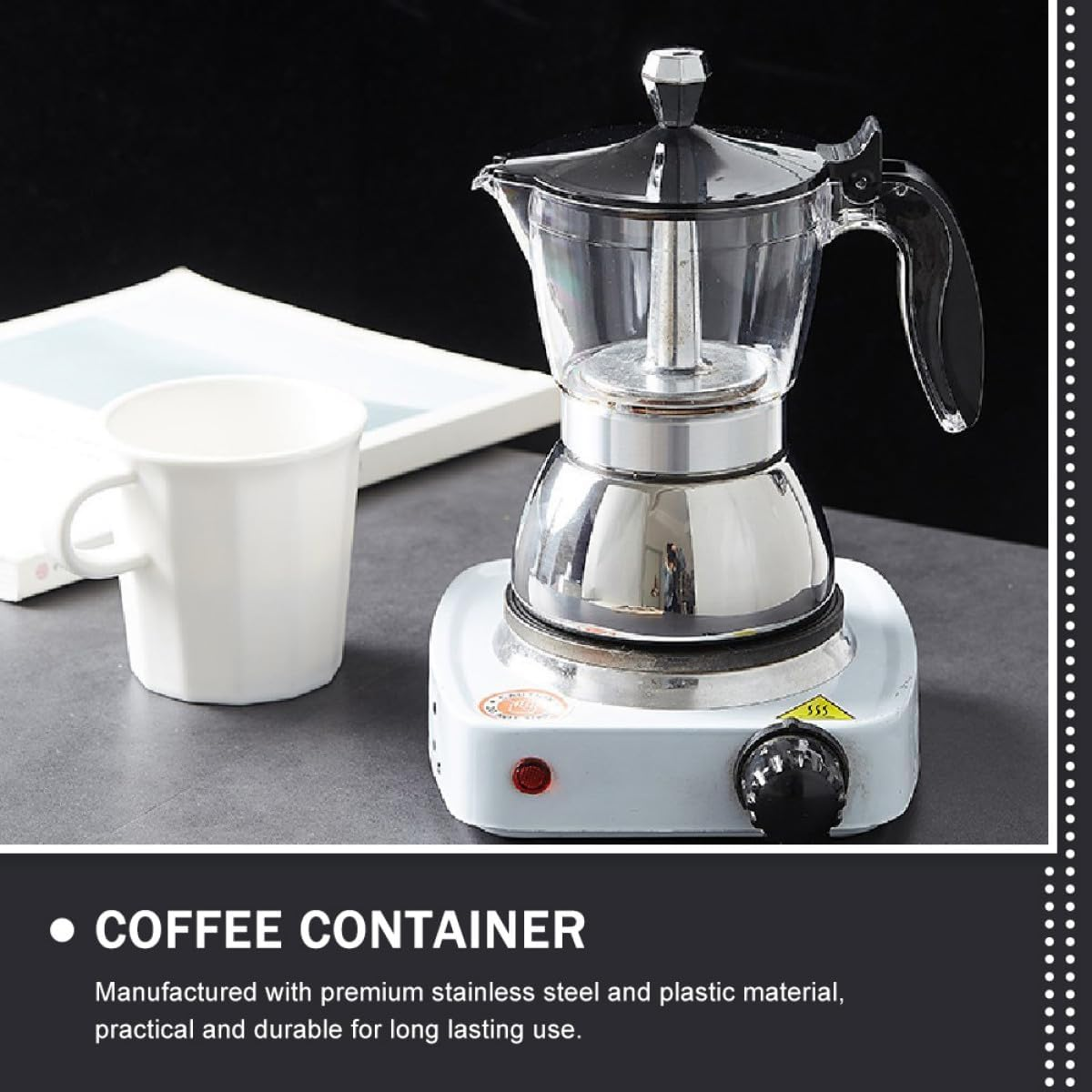 BAZEITFLOW Visible 4-Cup 200Ml Glass Stovetop Coffee Pot Espresso Coffee Maker Household Coffee Kettle for Home Brewing image number 4