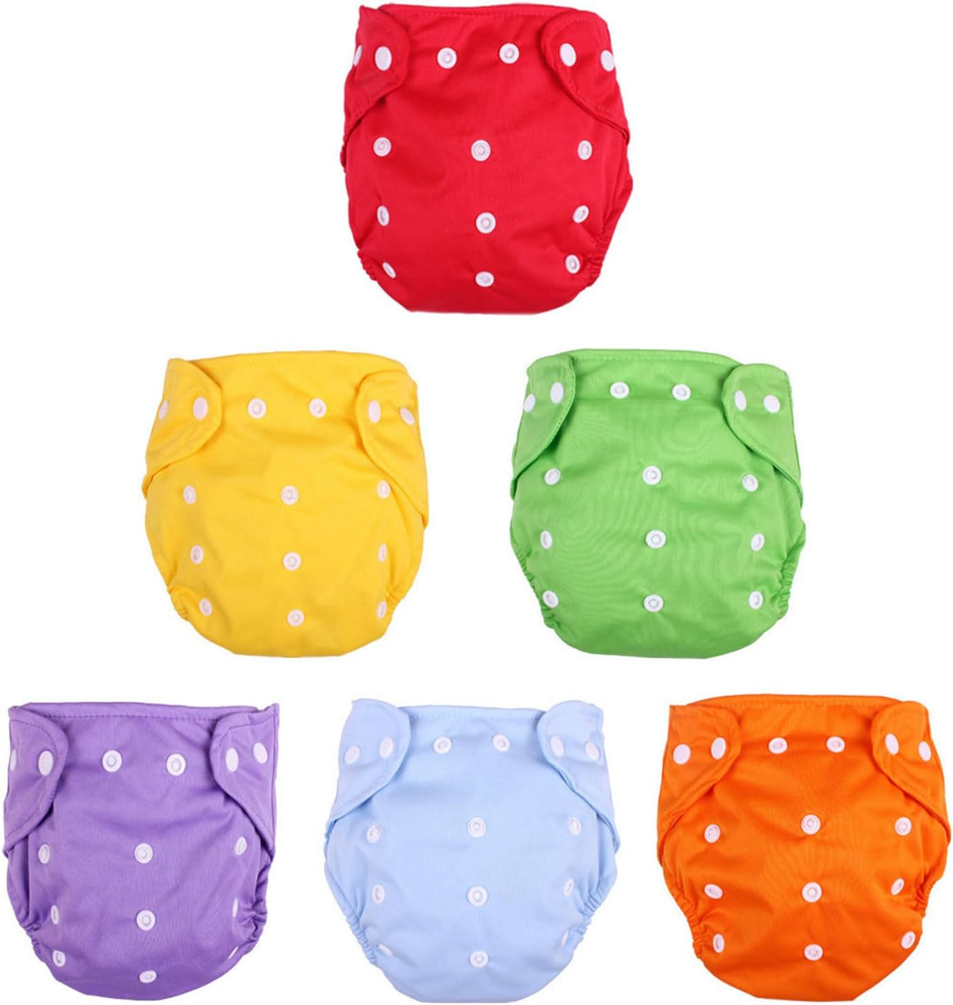 6PCS Pack for Happy Babies Adjustable Washable Reusable Baby Cloth Diapers, Soft Breathable Infant Diapers with TPU Film image number 5