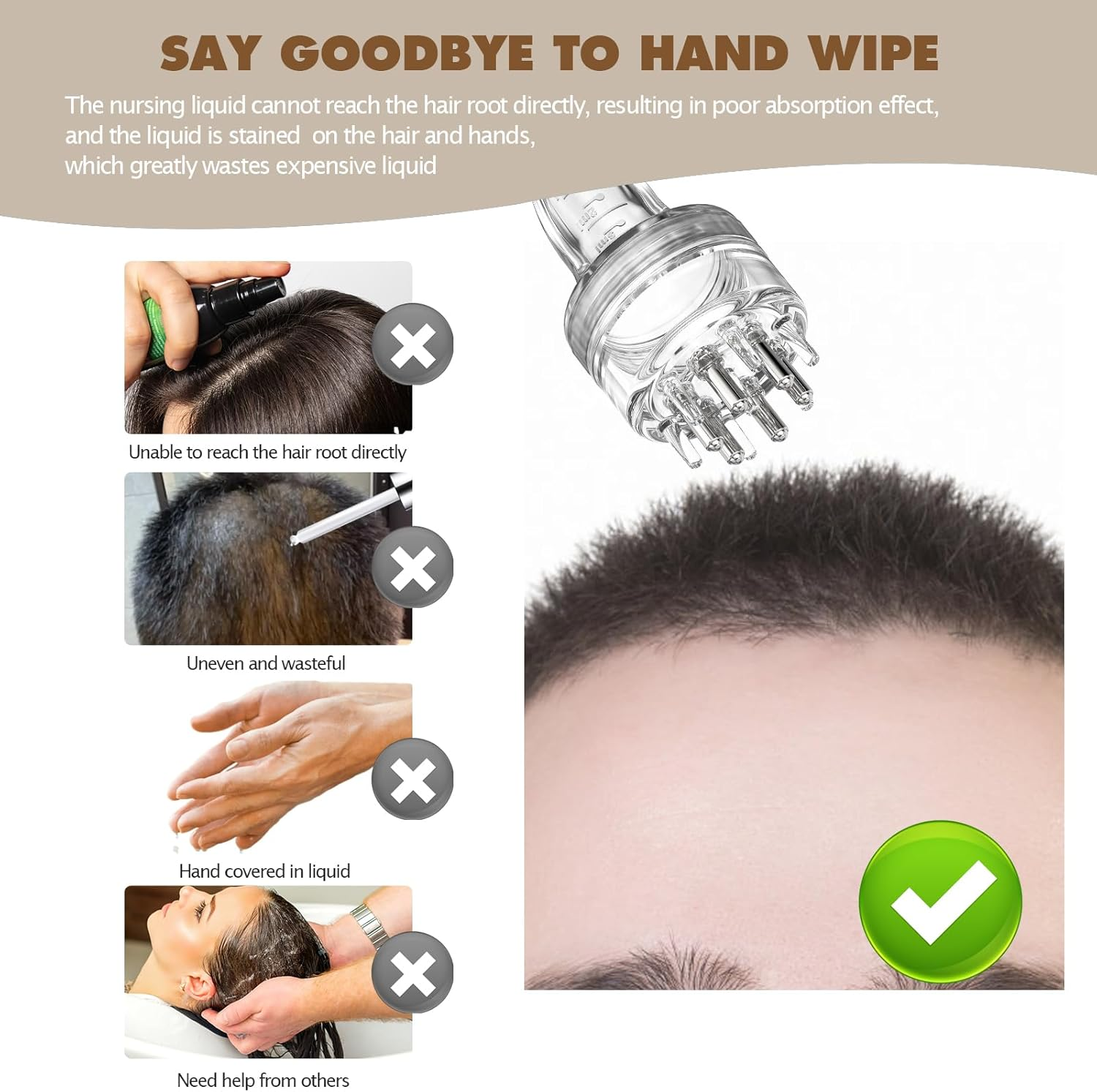 Scalp Applicator Comb,Minoxidil Applicator Tool,Hair Oil Essential Serum Liquid Massager for Hair Growth, Follicle Care Treat Hair Loss Thinning (Transparent) image number 1