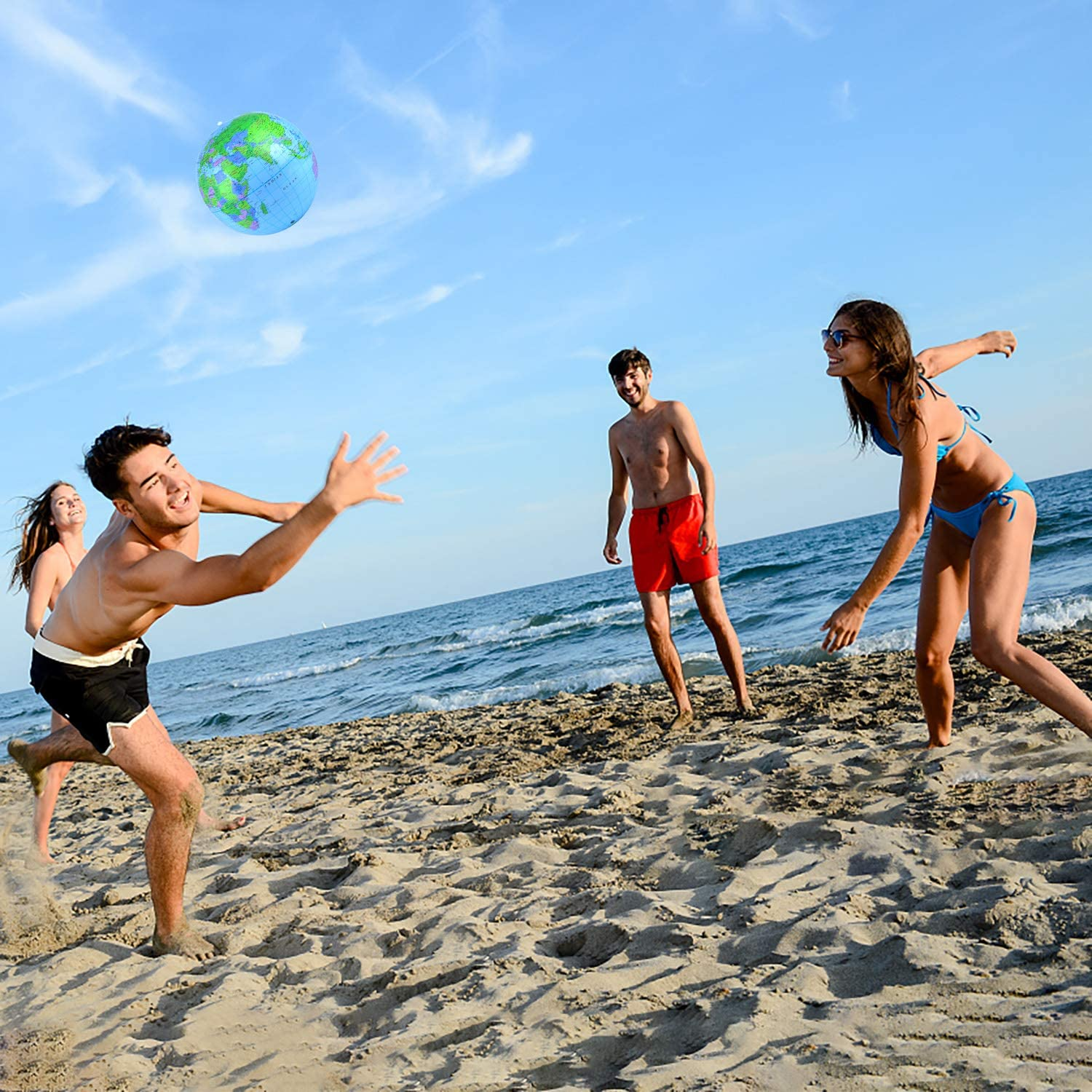 Coopay 10 Pack Inflatable Globe PVC World Globe Inflatable Earth Beach Ball for Beach Playing or Teaching image number 4