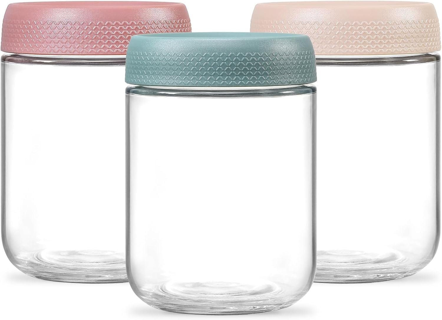 3Pcs 16Oz Glass Jars with Airtight Lids, Overnight Oats Containers with Lids, Wide Mouth Mason Salad Jars, Glass Food Storage Containers for Snacks Yogurt Spice Sugar image number 2