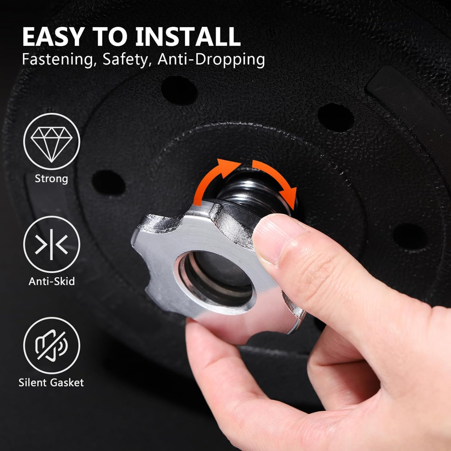 Cabilock 2PCS 2.5Cm Dumbbell Clips, Dumbbell Nut Collar, Casting Iron Nuts Anti-Slip Collar Screw for Barbell Dumbell Weight Lifting (Silver)