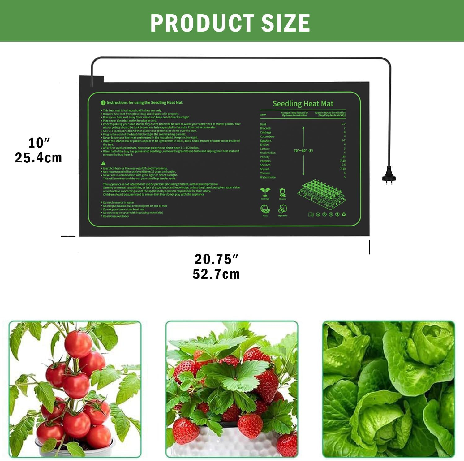 Seedling Heat Mat for Seed Starting,2 Pack 10" X 20.75" Waterproof Heating Pad for Indoor Plants Germination image number 3