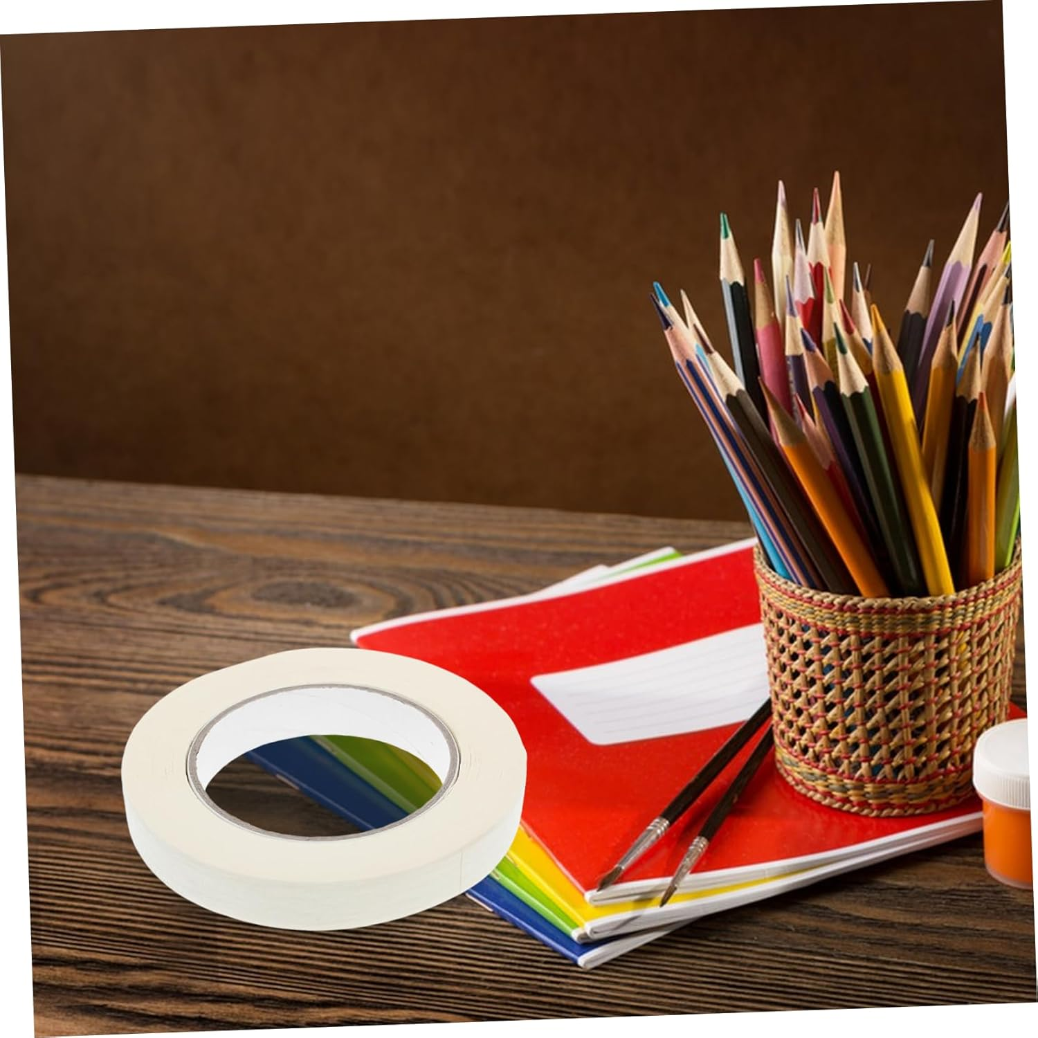 Jojofuny Masking Tape Roll Thin Tearable Adhesive Masking Tape for Painting Supplies Car for DIY Art Projects and Watercolor Painting image number 1