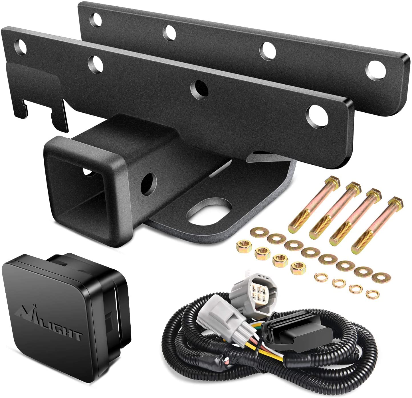 Nilight - JK-61A 2" Inch Rear Bumper Tow Trailer Hitch Receiver Kit, Compatible for 2007-2018 Jeep Wrangler JK 4 Door & 2 Unlimited, W/4-Pin Wiring Harness (Exclude JL Models) image number 4