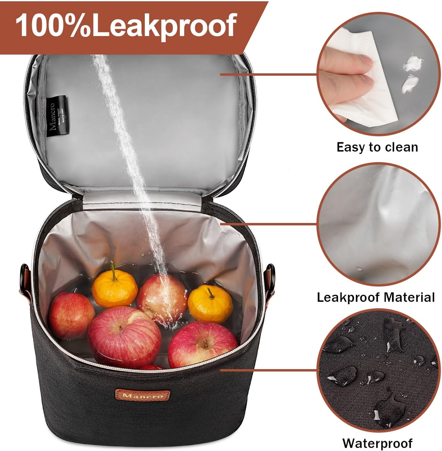 Mancro Breastmilk Cooler Bag with Ice Pack, Fits 6 Baby Bottles up to 9 Ounce Insulated Baby Bottle Bag, Breast Milk Cooler on the Go with Strap, Bottle Storage Bag for Nursing Mom Daycare, Black image number 3