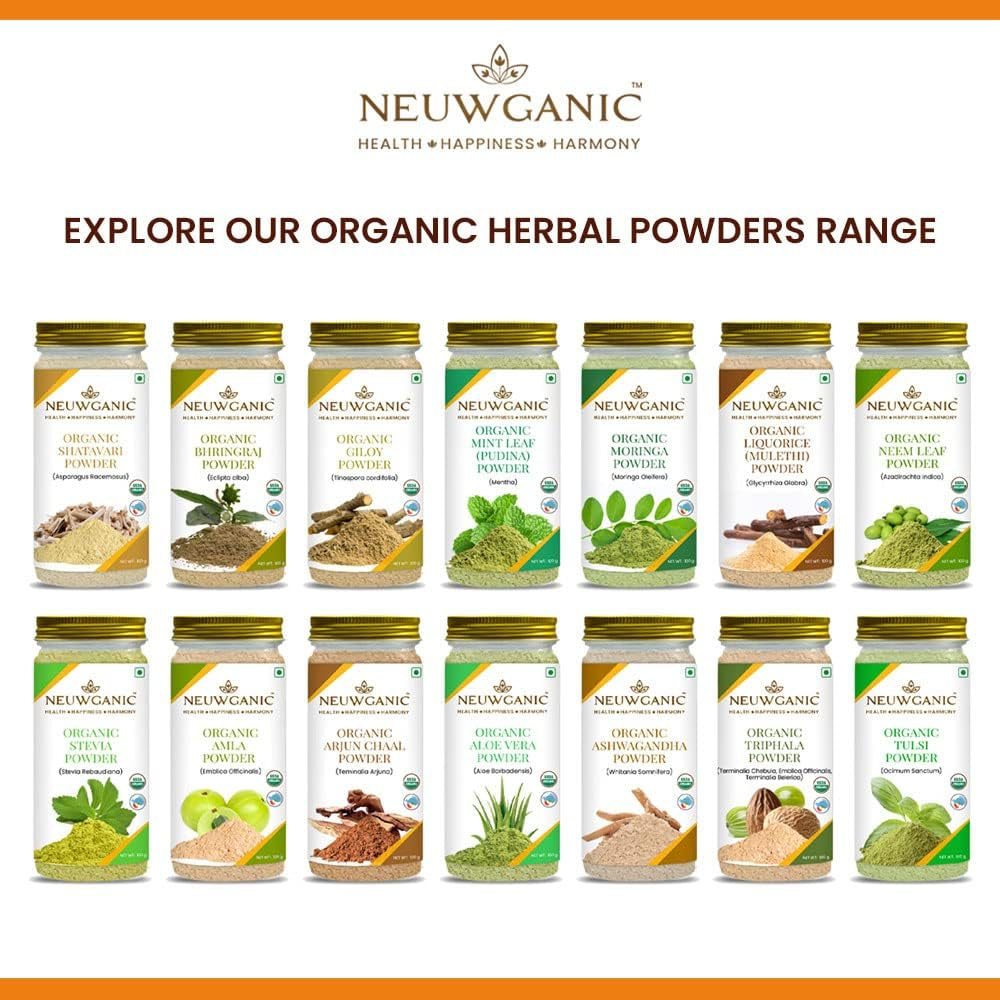 Neuwganic - Organic Bhringraj Powder | India Organic and USDA Organic Certified | Ideal for Hair Care | 200 Gm Pack of 1 image number 1